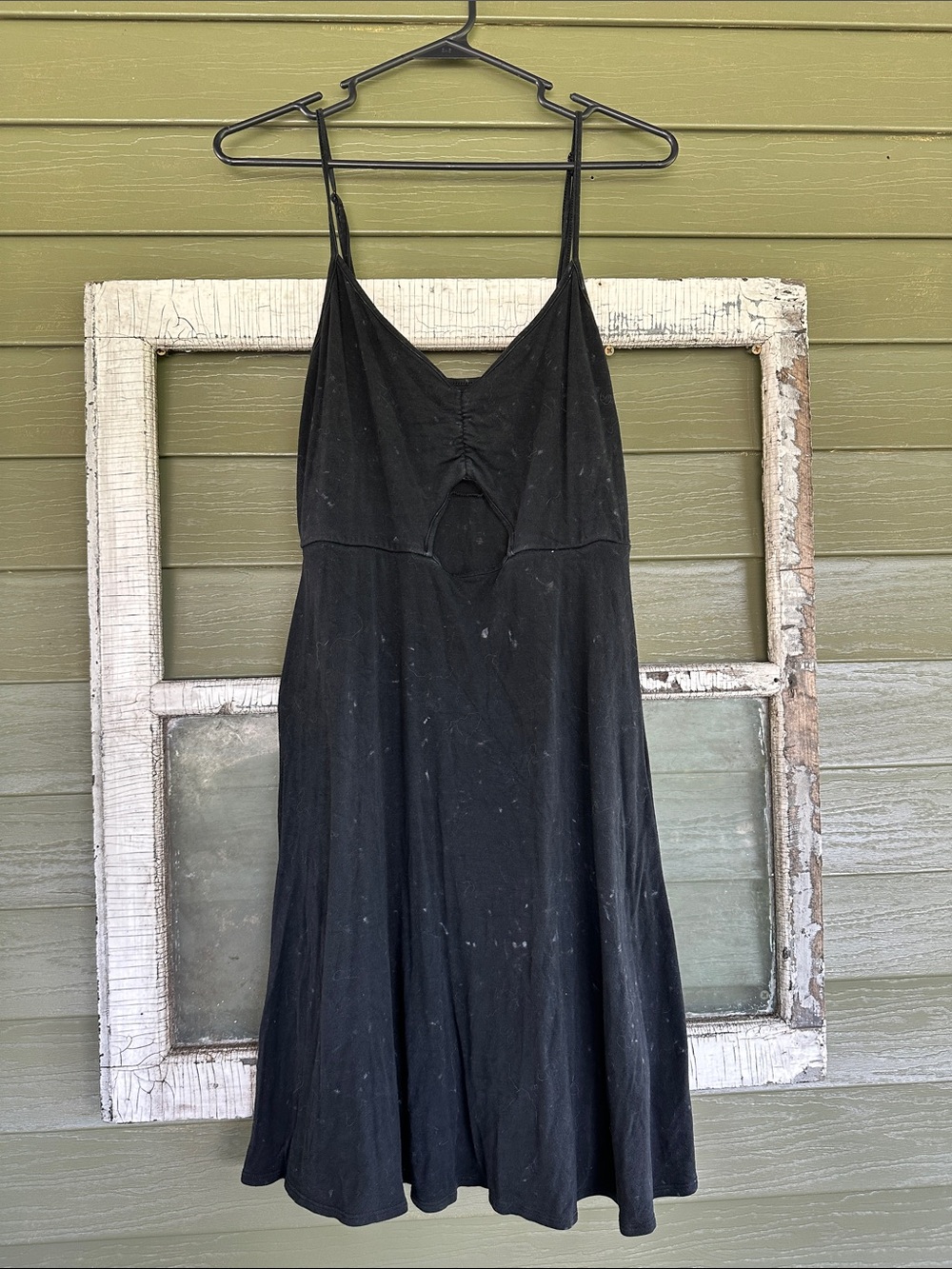 American Eagle Outfitters Black Spaghetti Strap Mini Dress with Front Cutout